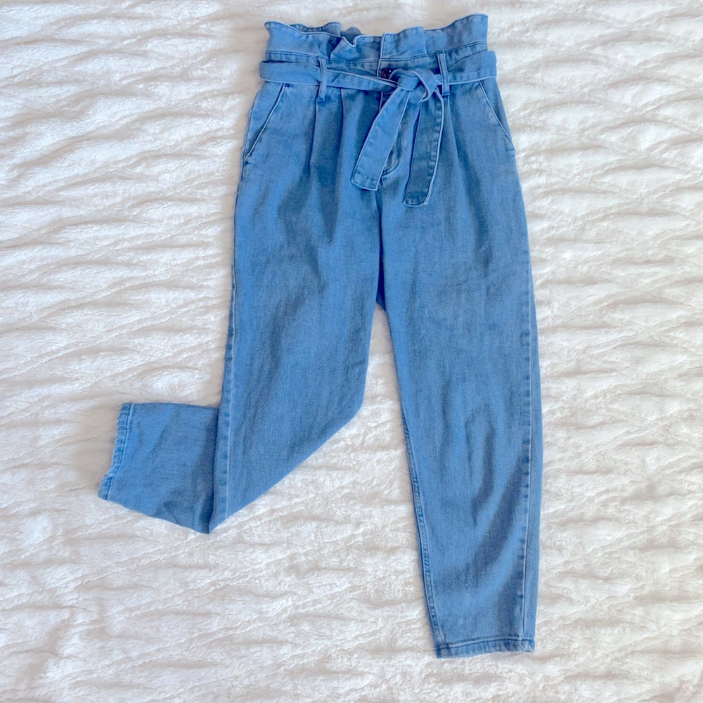 Ruffle Top Tied Waisted Jeans